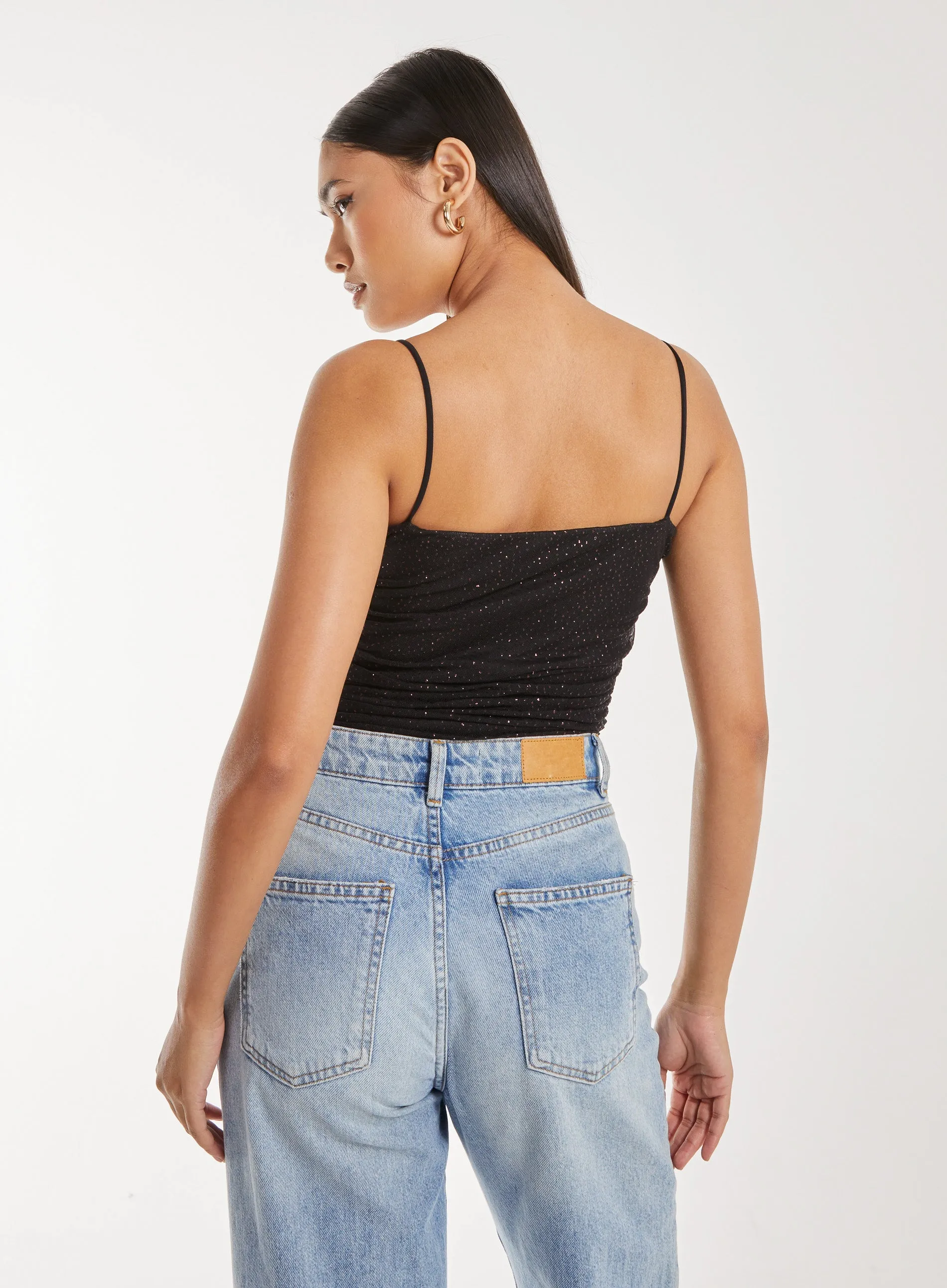 Strappy Sparkle Mesh Bodysuit