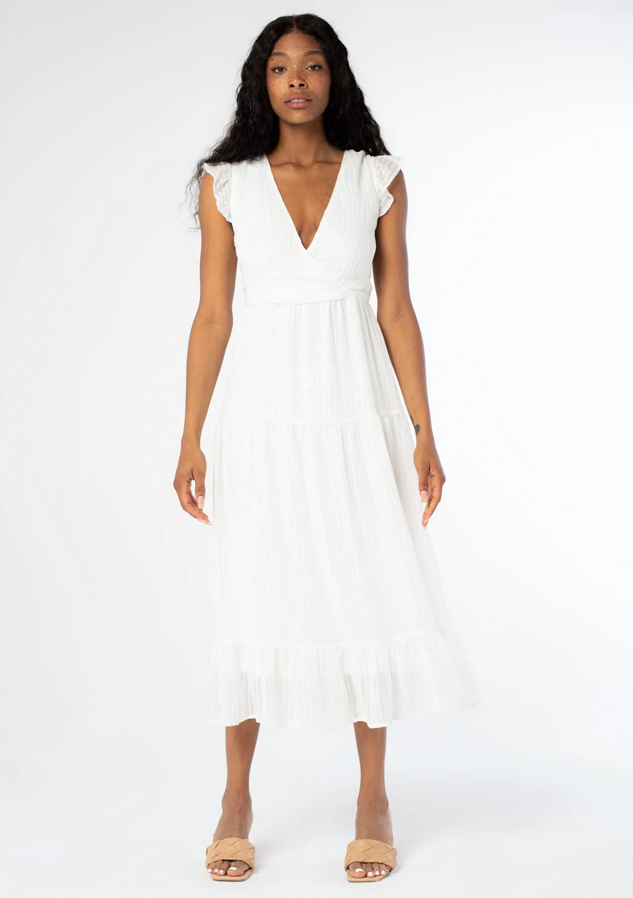 Talia Lace Up Midi Dress