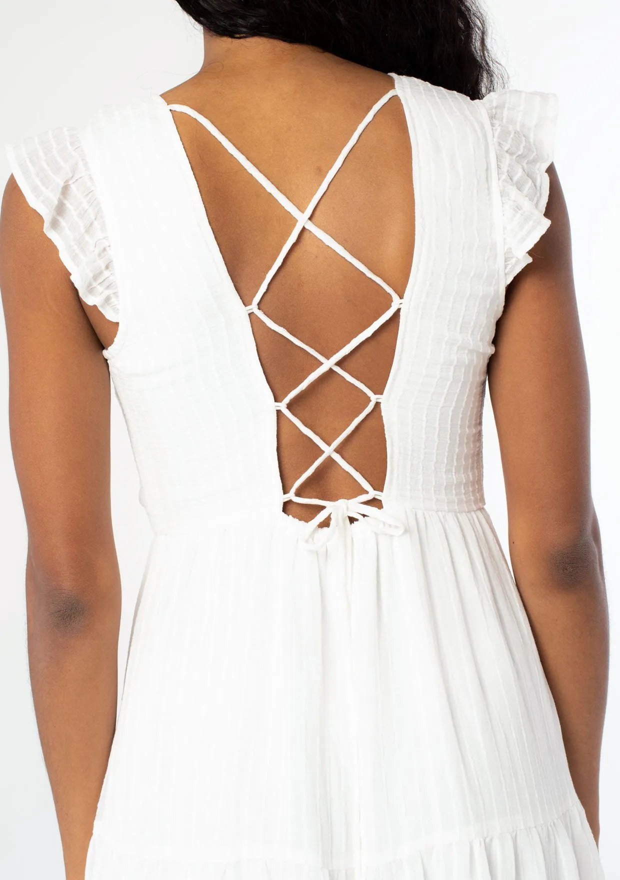 Talia Lace Up Midi Dress
