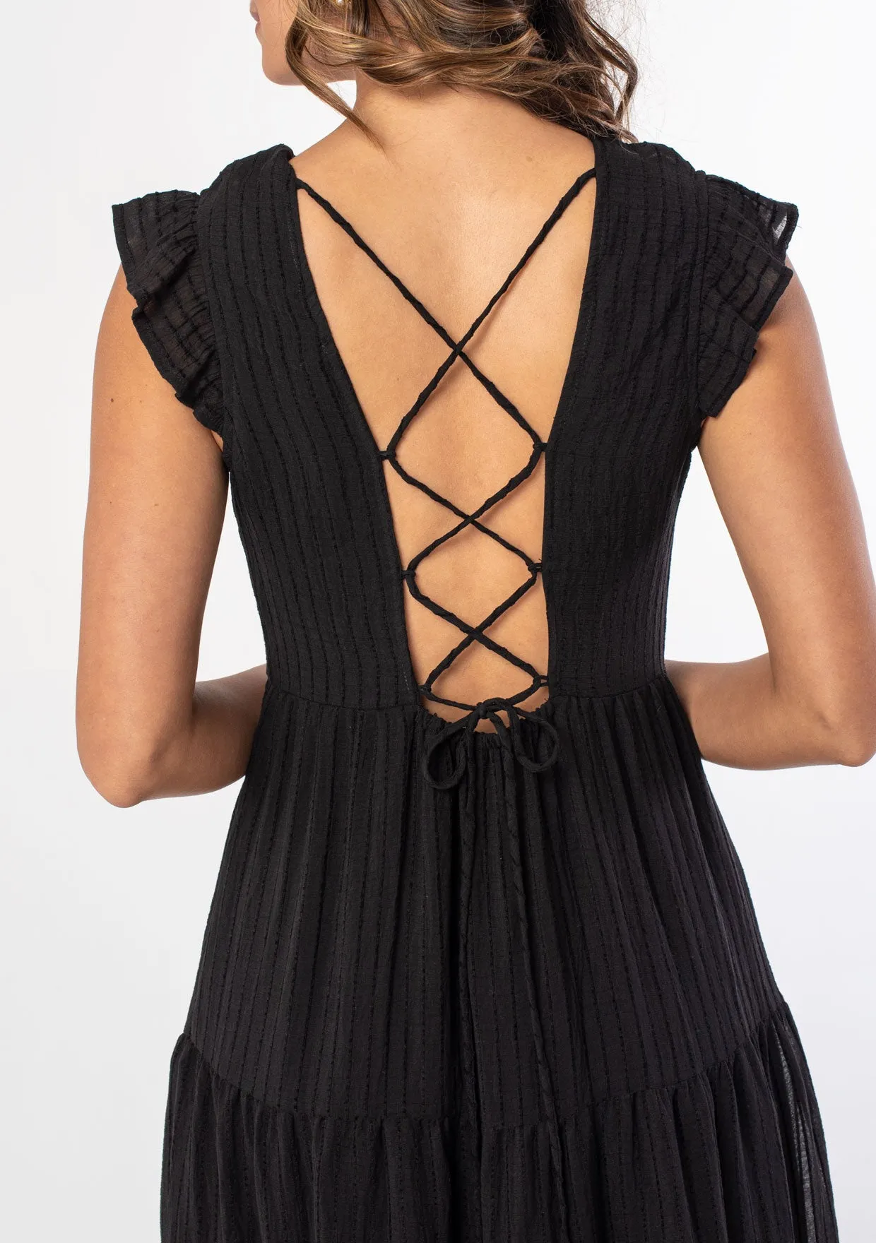 Talia Lace Up Midi Dress