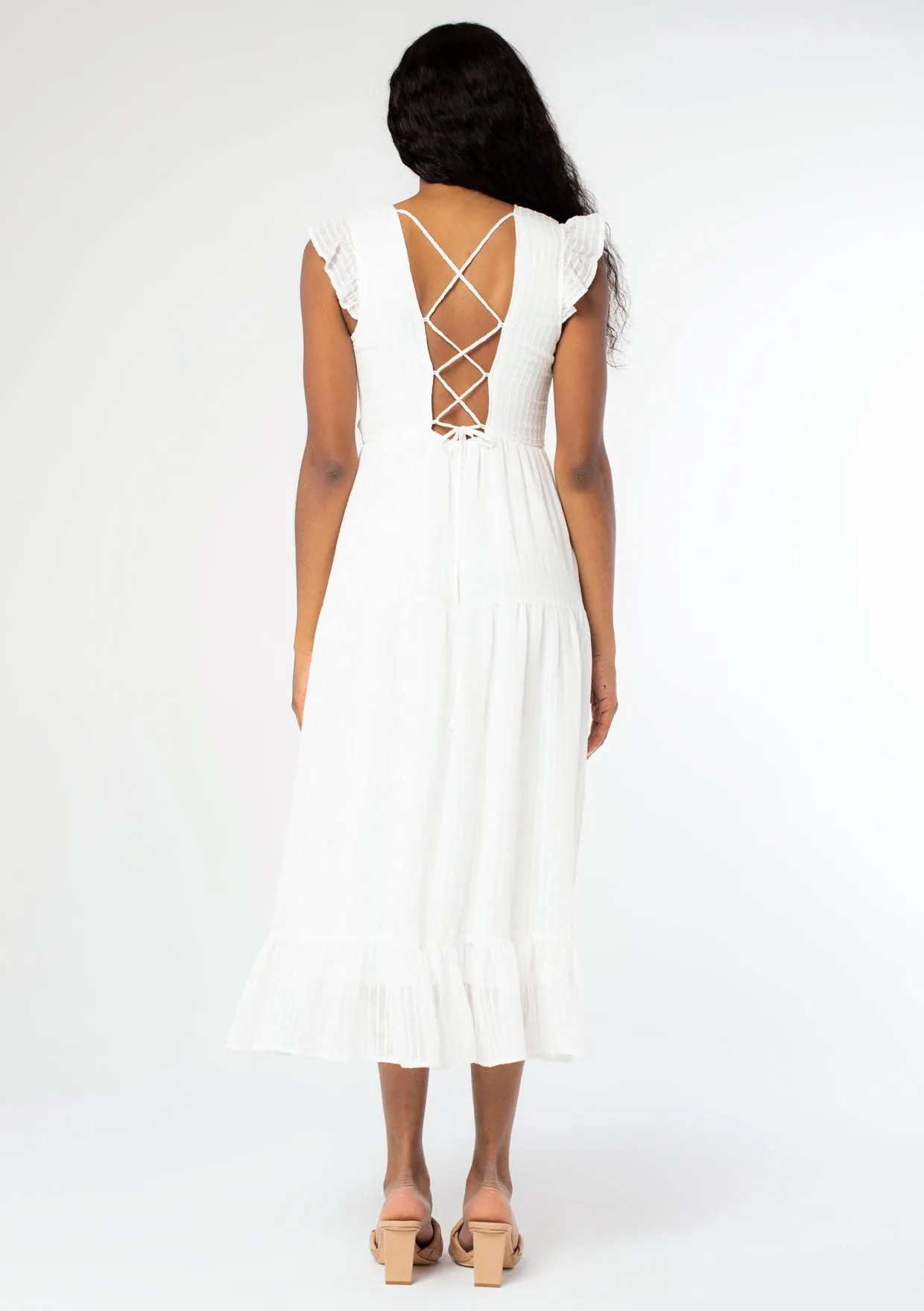 Talia Lace Up Midi Dress