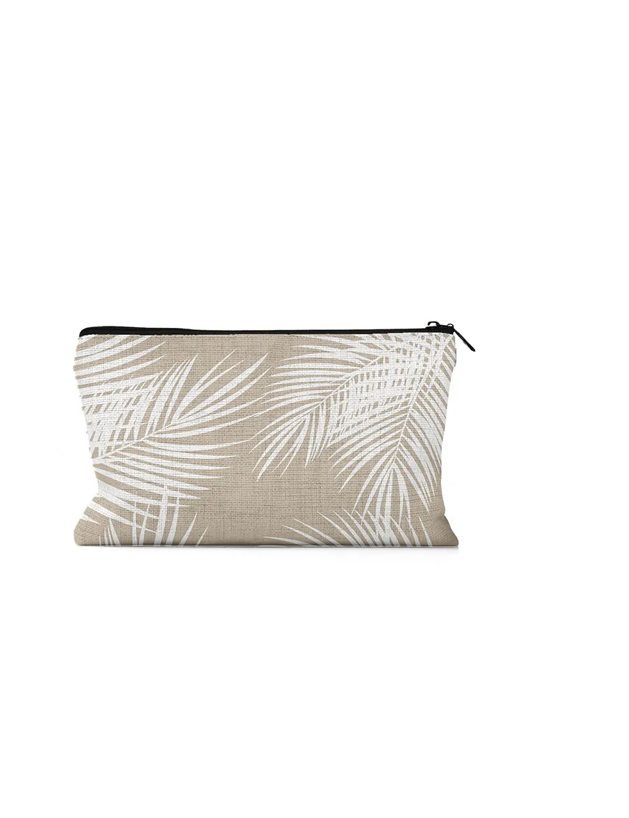 Tan and White Palm Pouch, College Student Gift,Mother's Day Gift, Christmas Gift