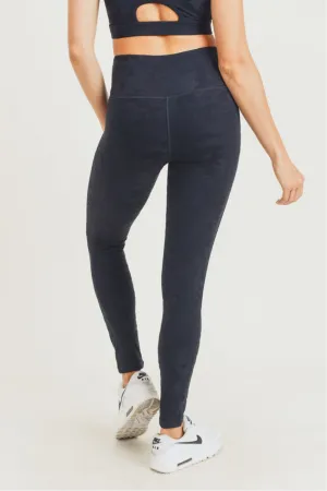 Textured Camo Black Full Length Leggings