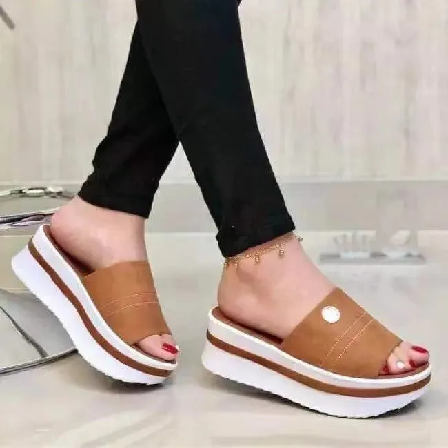 Thick-soled Red Fashion Slippers