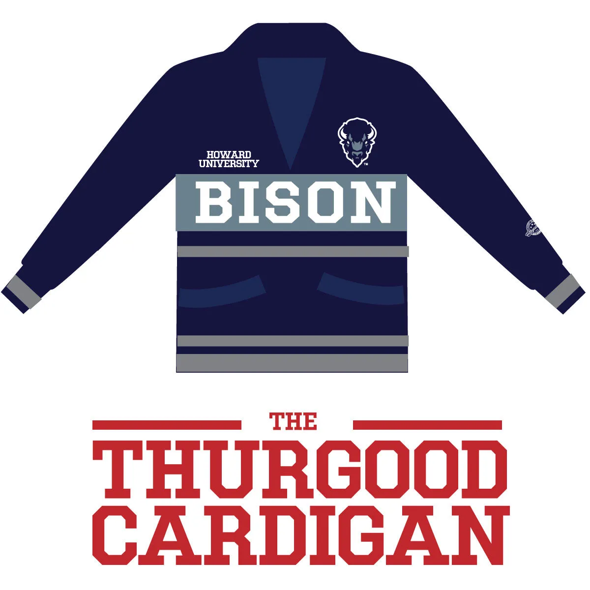 THURGOOD HU  Cardigan NAVY & GRAY