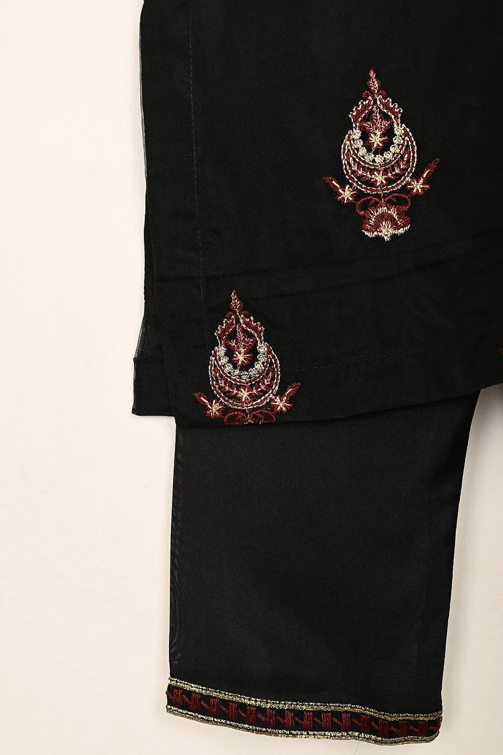 TKF-120-Black- Kids 3Pc Organza Embroidered Formal Dress