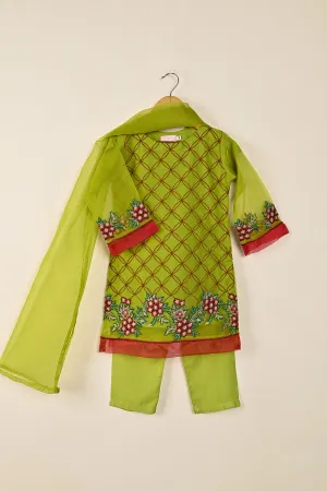 TKF-122-Moss- Kids 3Pc Organza Formal Dress