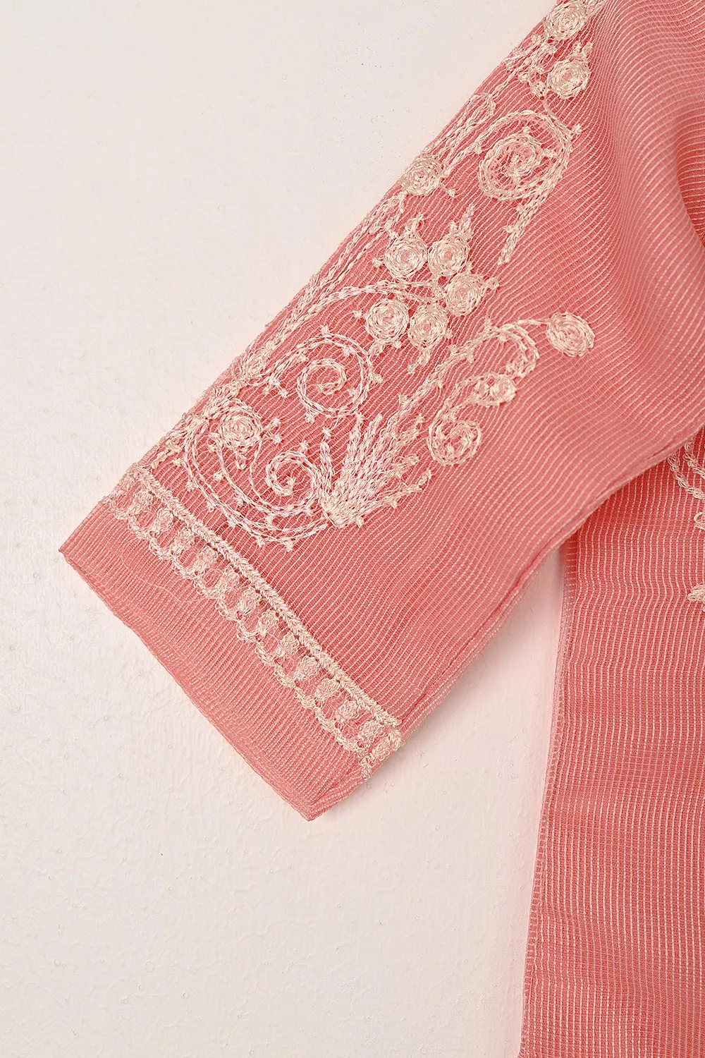 TKF-304-Peach - Kids 3Pc Ready to Wear Javeria Net Embroidered Formal Dress