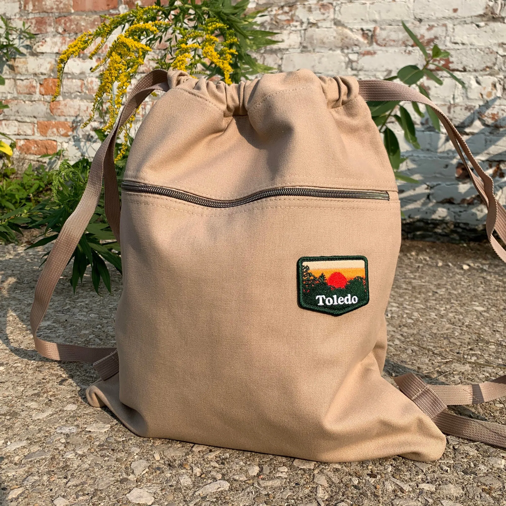 Toledo Sunset Patch Drawstring Backpack