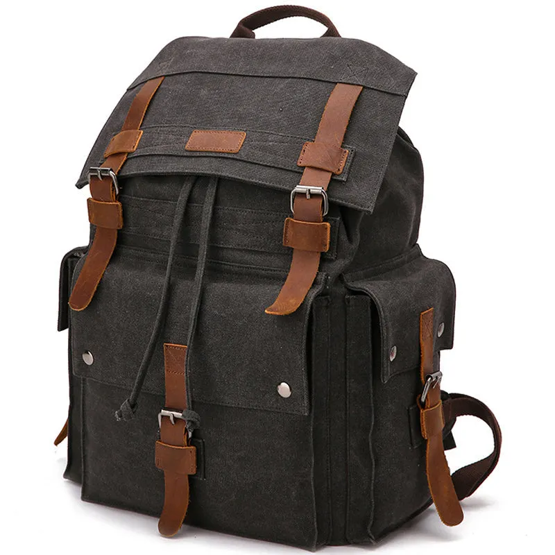Travel Canvas Backpack Student Drawstring School Bag