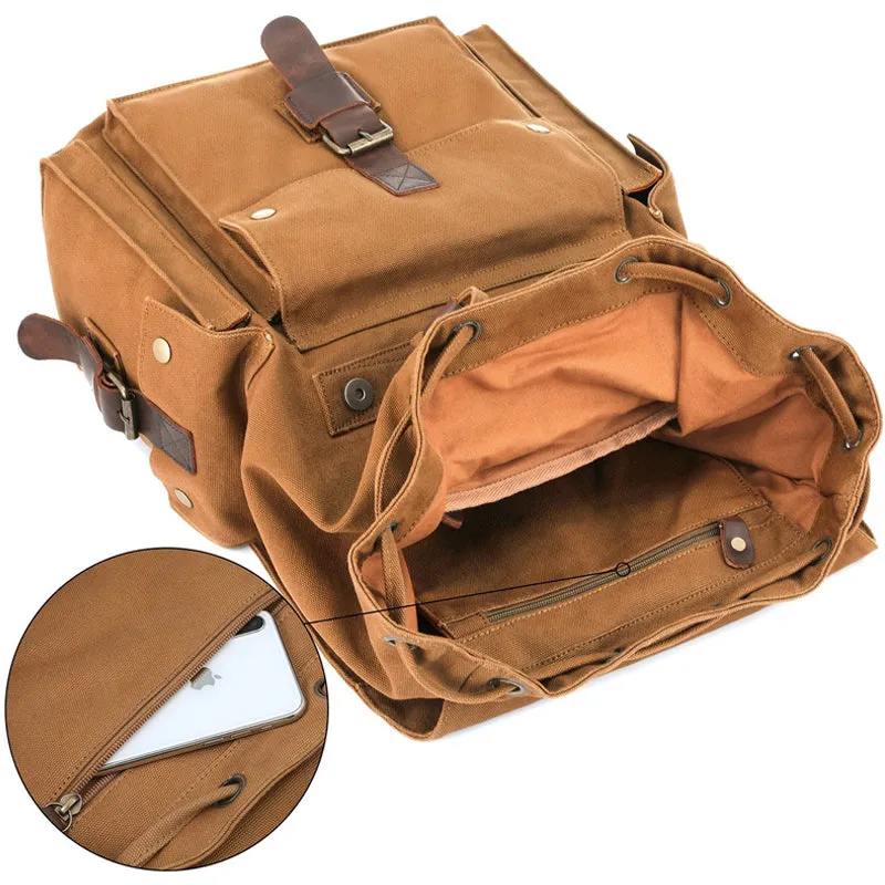 Travel Canvas Backpack Student Drawstring School Bag