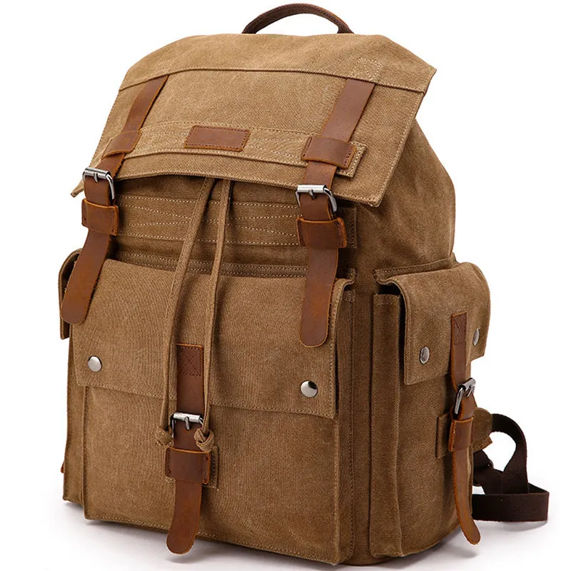 Travel Canvas Backpack Student Drawstring School Bag