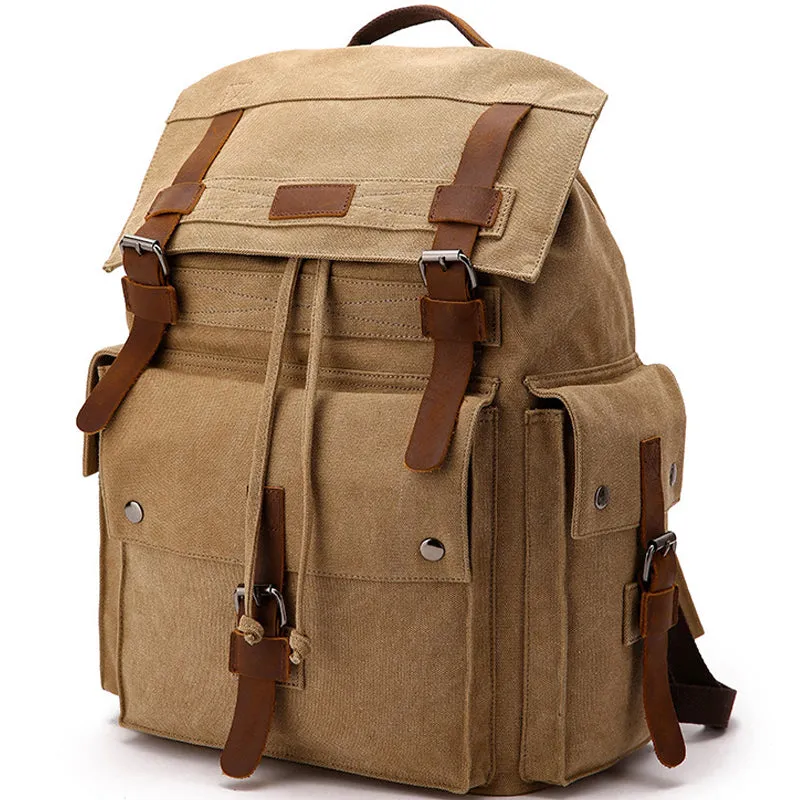 Travel Canvas Backpack Student Drawstring School Bag