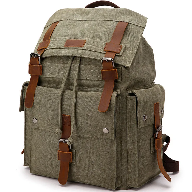 Travel Canvas Backpack Student Drawstring School Bag