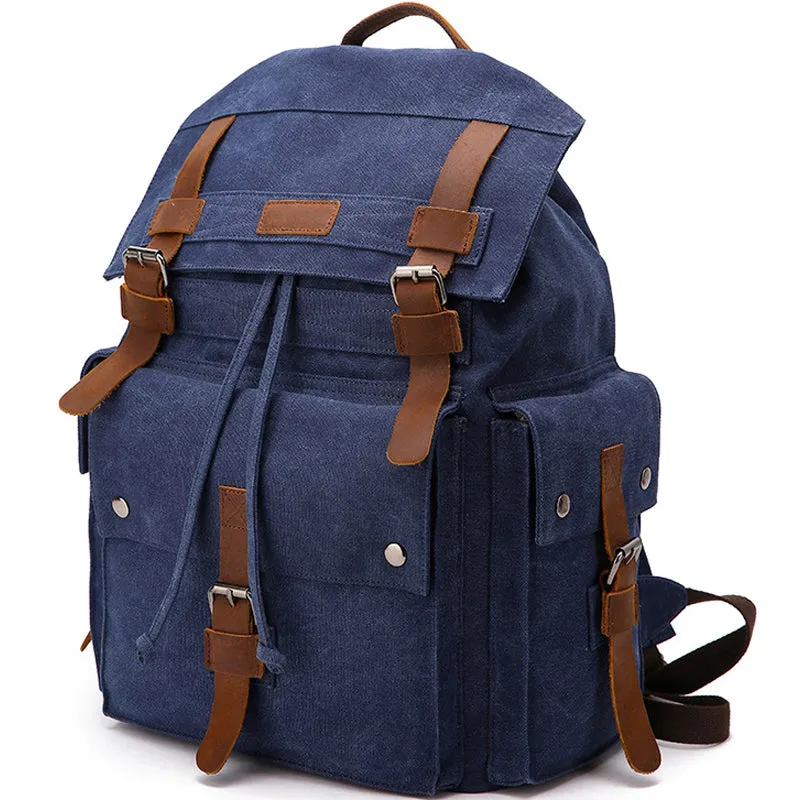 Travel Canvas Backpack Student Drawstring School Bag