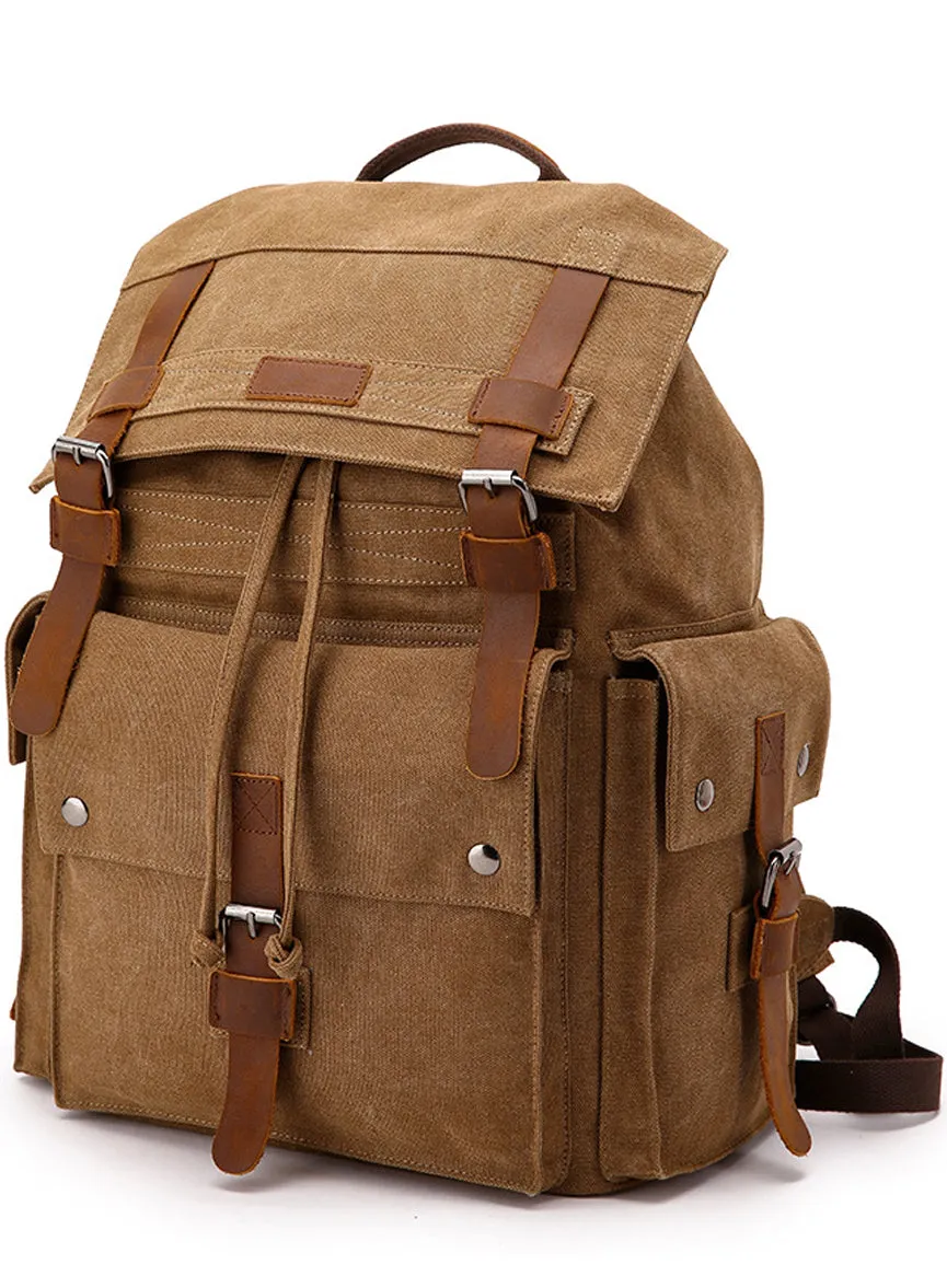 Travel Canvas Backpack Student Drawstring School Bag