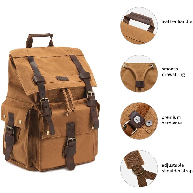 Travel Canvas Backpack Student Drawstring School Bag