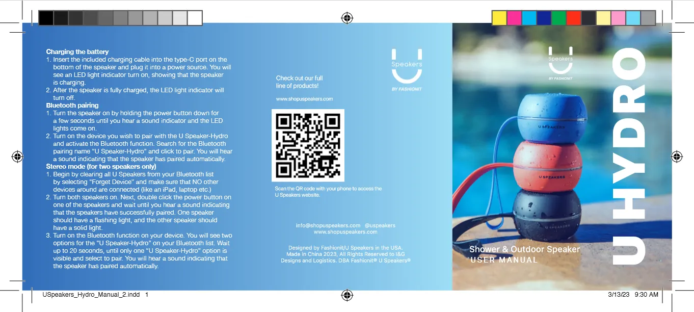 U Hydro Waterproof Speaker - Blue