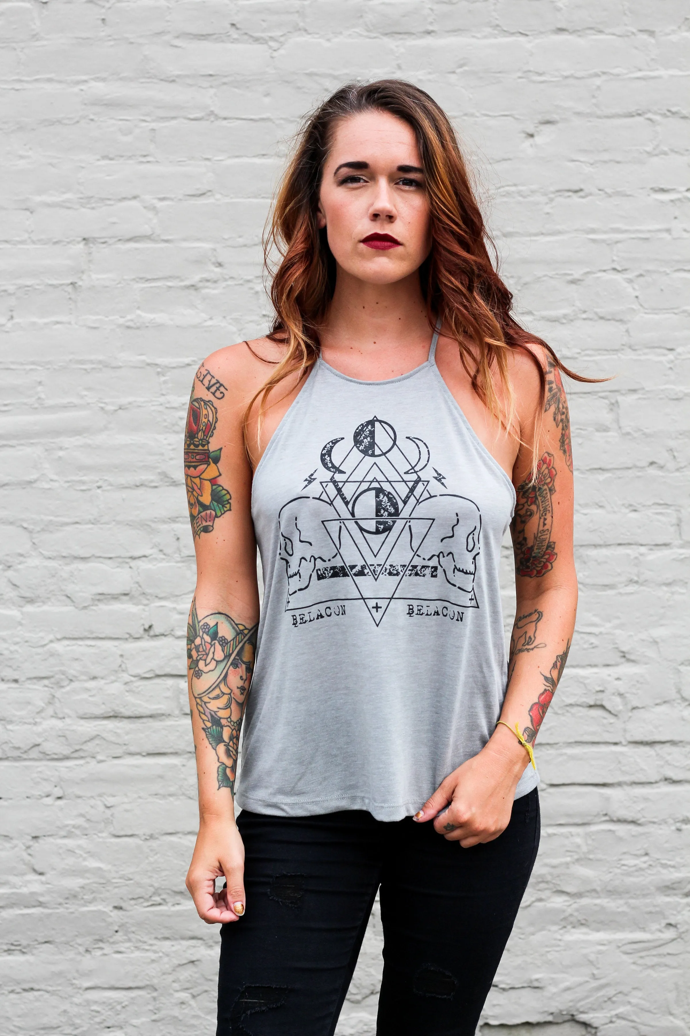 Under The Moon High Neck Tank - Stone