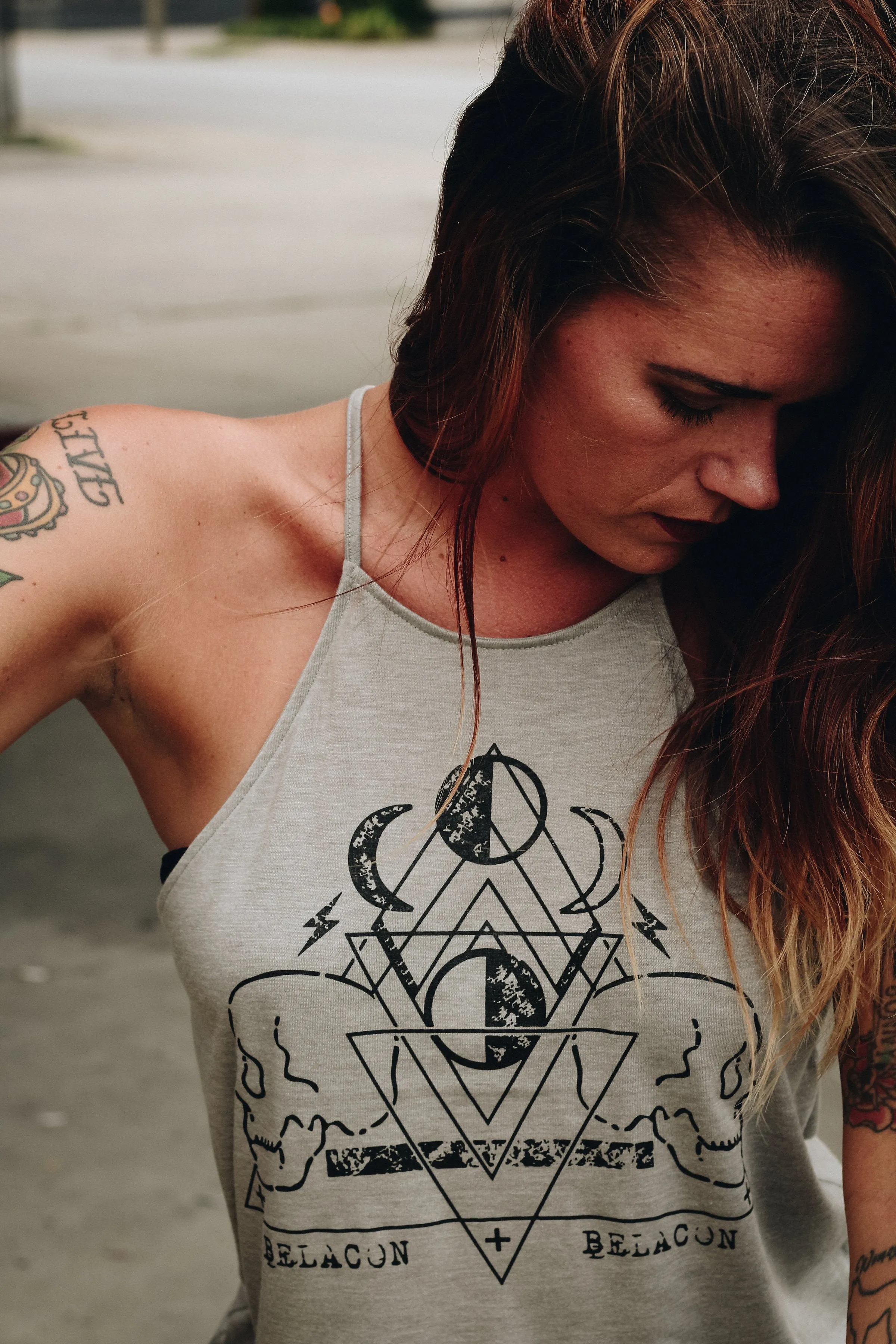 Under The Moon High Neck Tank - Stone