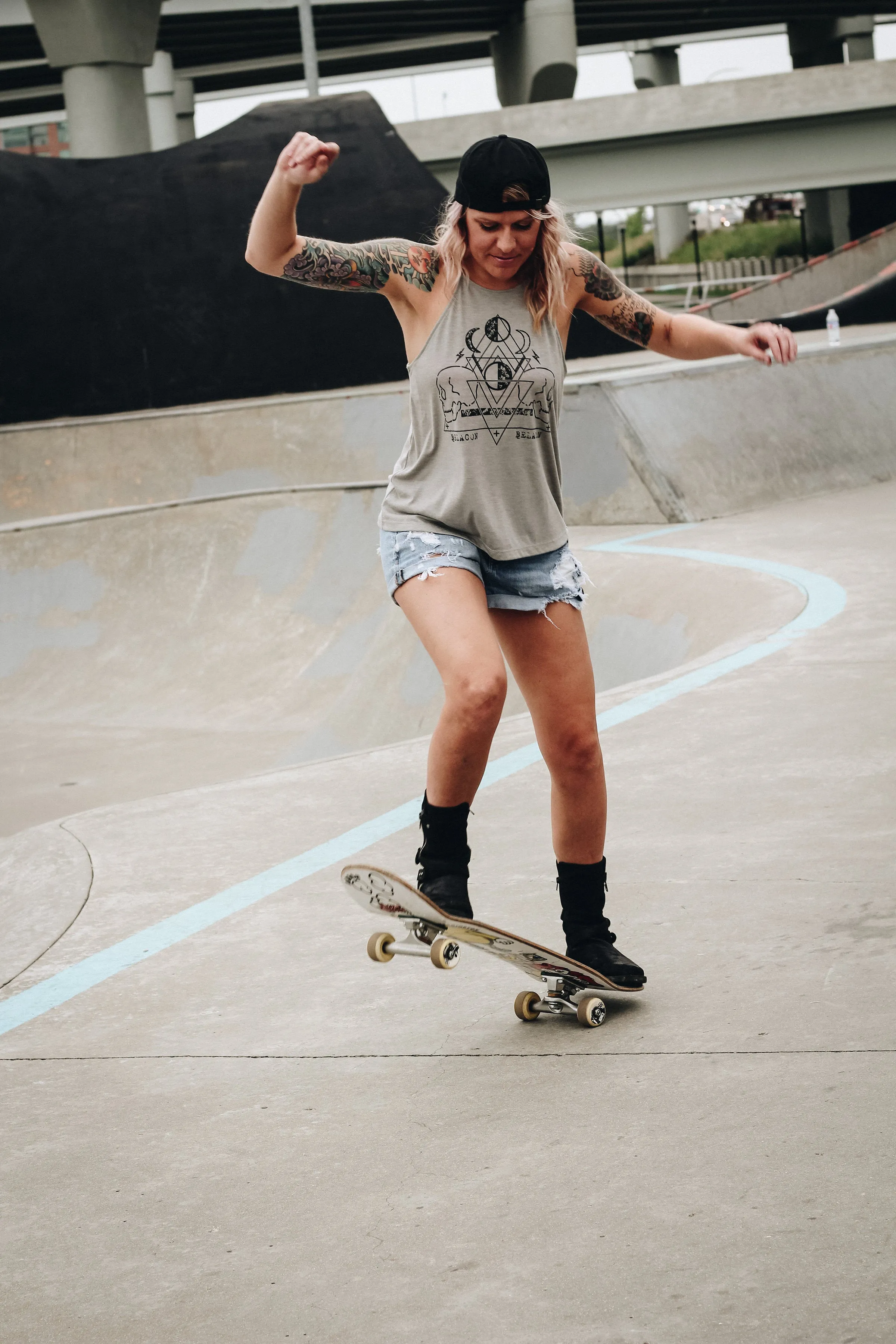 Under The Moon High Neck Tank - Stone