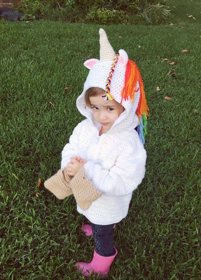 Unicorn Hoodie Crochet Kit - Sizes 4, 6, 8