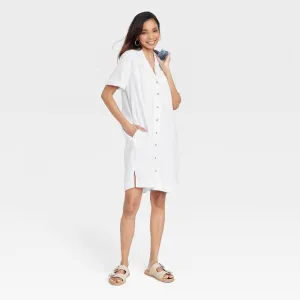 Universal Thread Women's Short Sleeve Button-Front Shirtdress RWW4LM