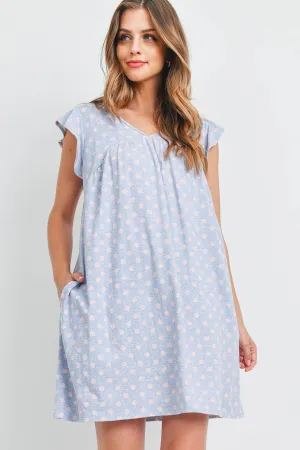 V-Neck Cap Sleeve Polka Dot Pocket Dress