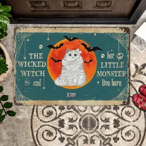Vintage Halloween Cats Personalized Doormat