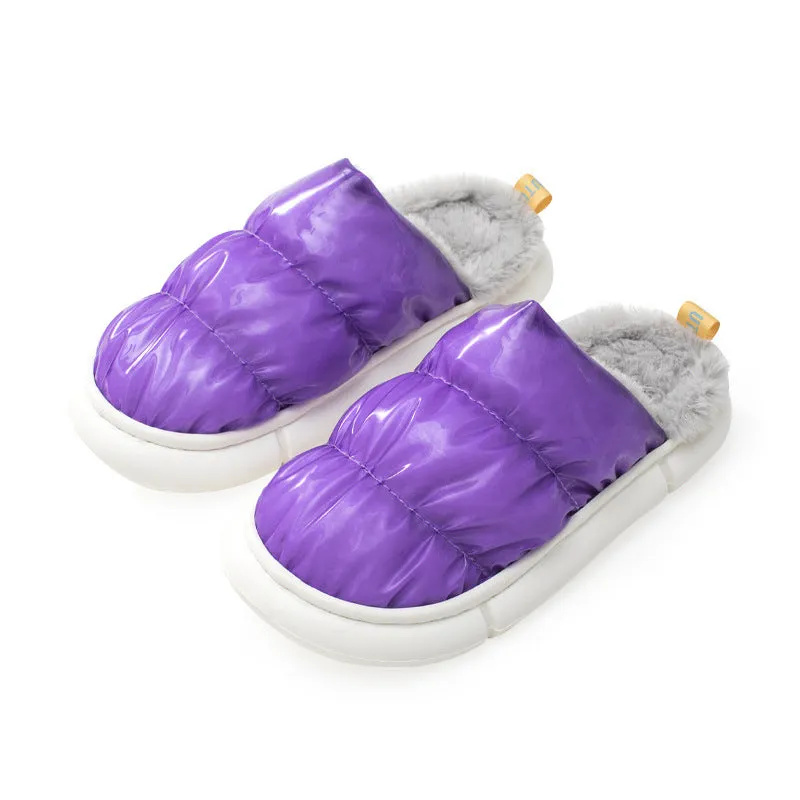 Warm Thick-soled Solid Color Cotton Shoes For Lovers At Home