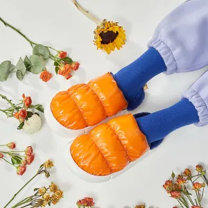 Warm Thick-soled Solid Color Cotton Shoes For Lovers At Home