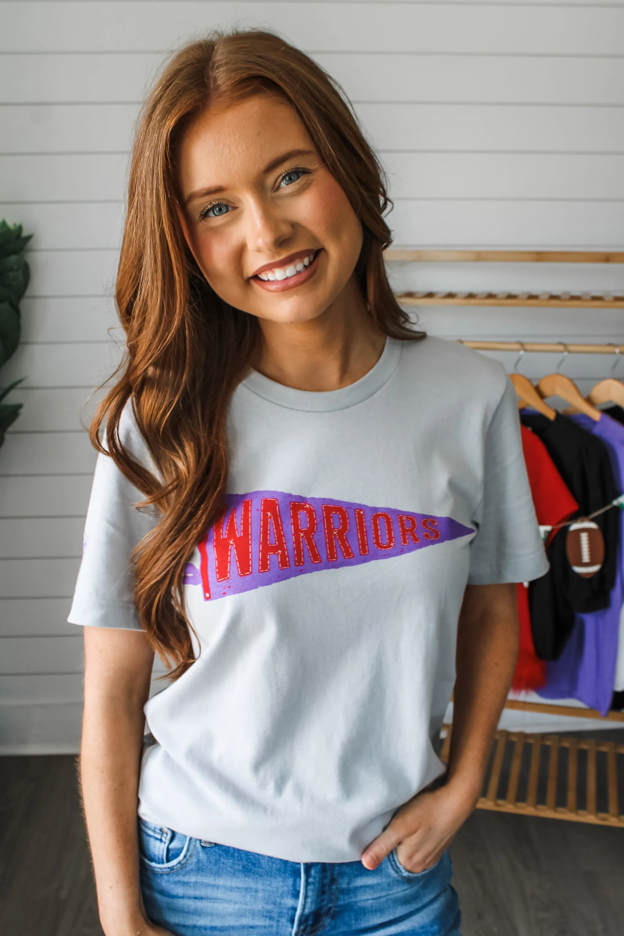 Warriors Pennant Graphic Tee • Light Grey - FINAL SALE