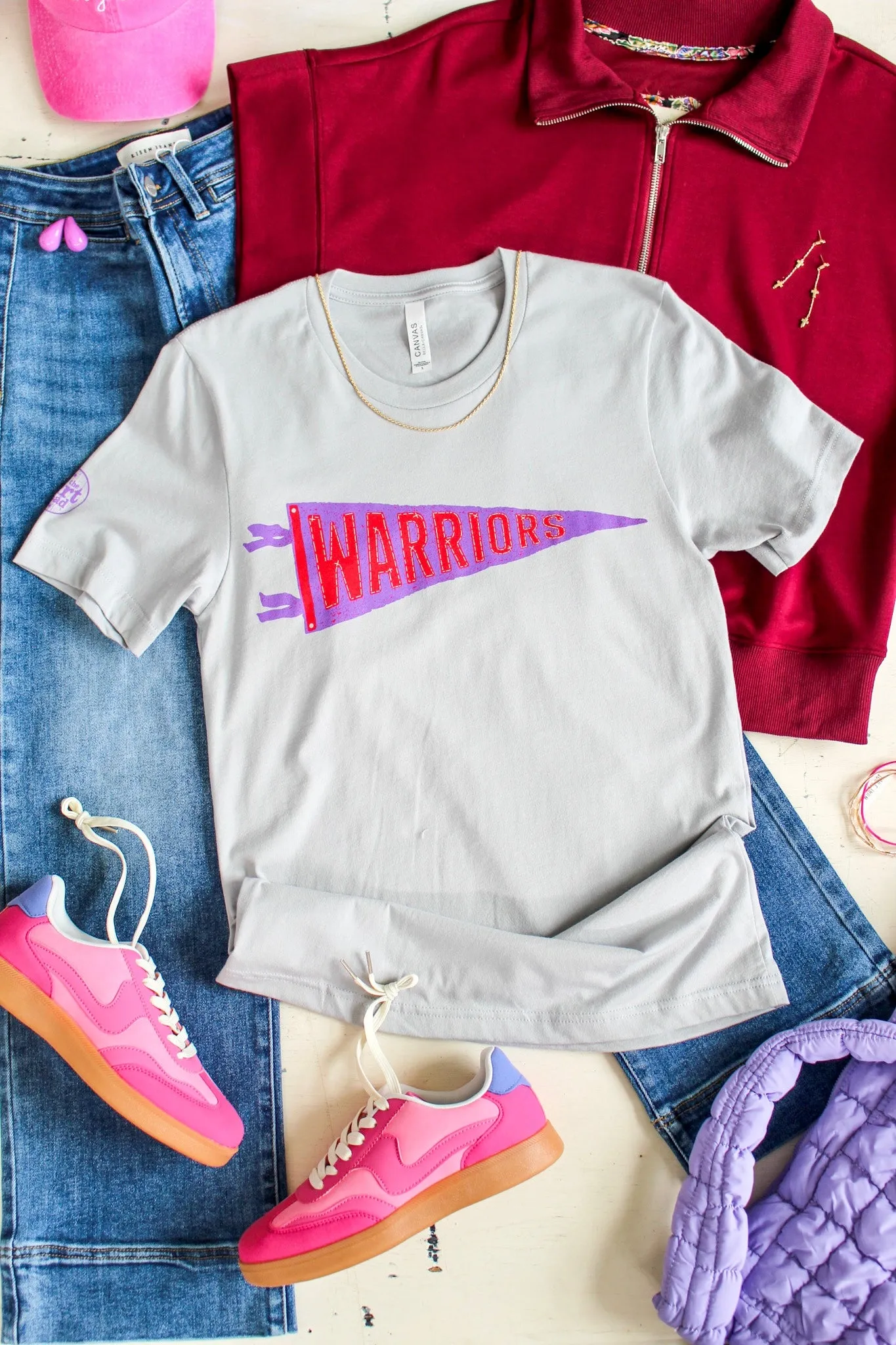 Warriors Pennant Graphic Tee • Light Grey - FINAL SALE