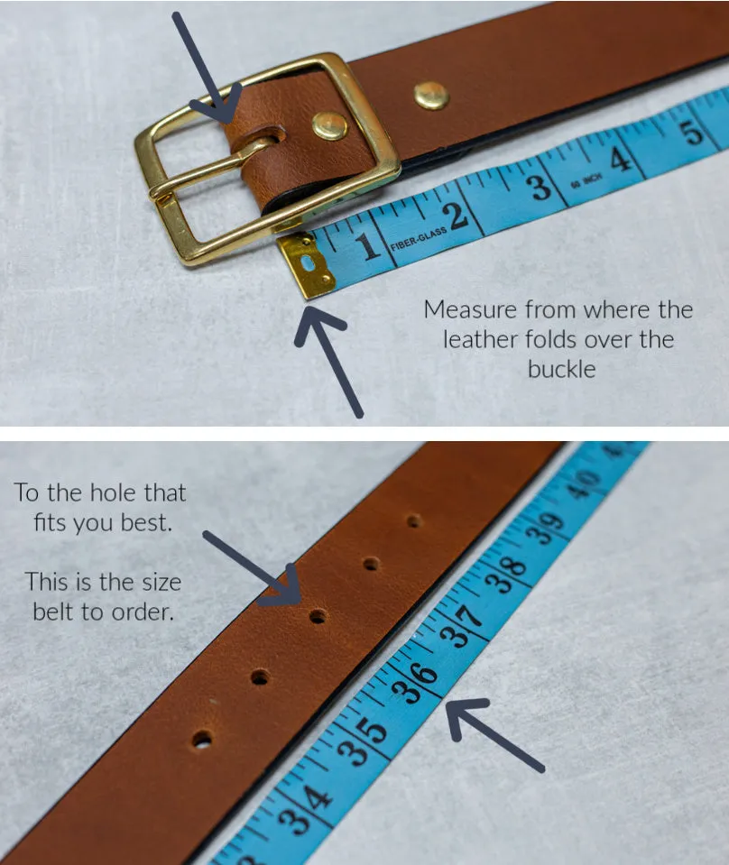 Water Buffalo Leather Belt, 1-1/4" wide, Round Buckle [Quick Ship]