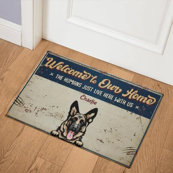 Welcome To Our Home Dog Personalize Doormat - Dogs and Name can be customized