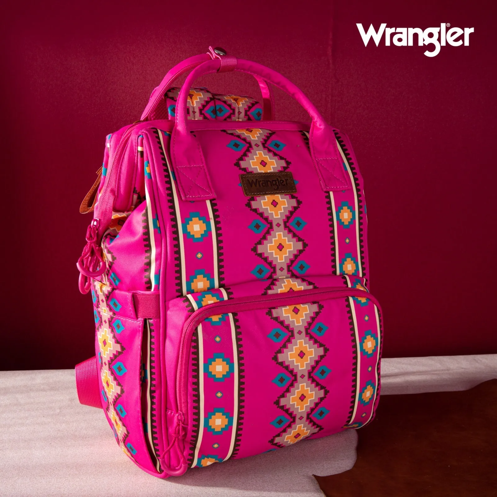 WG2204-9110   Wrangler Aztec Printed Callie Backpack - Hot Pink