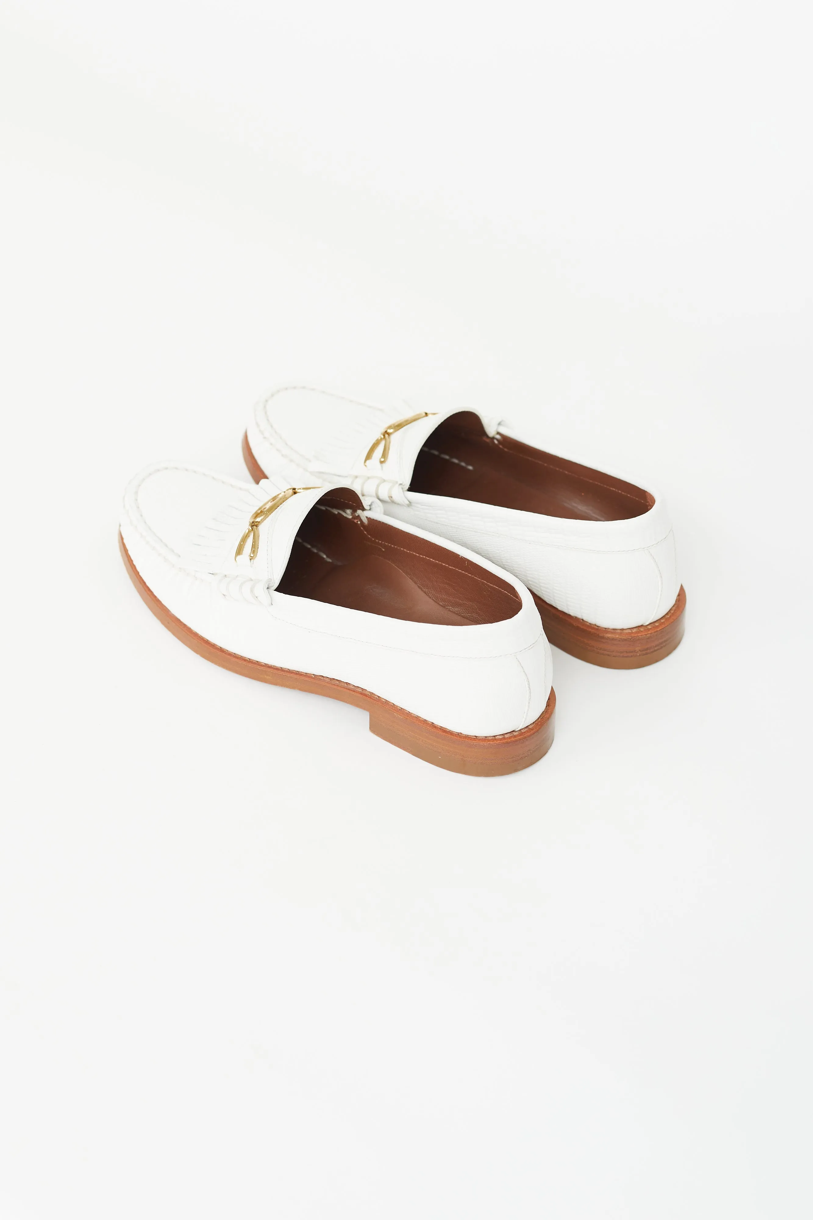 White & Gold Triomphe Embossed Loafer