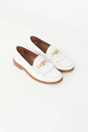 White & Gold Triomphe Embossed Loafer