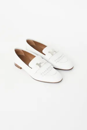 White & Silver Royal Leather Loafer