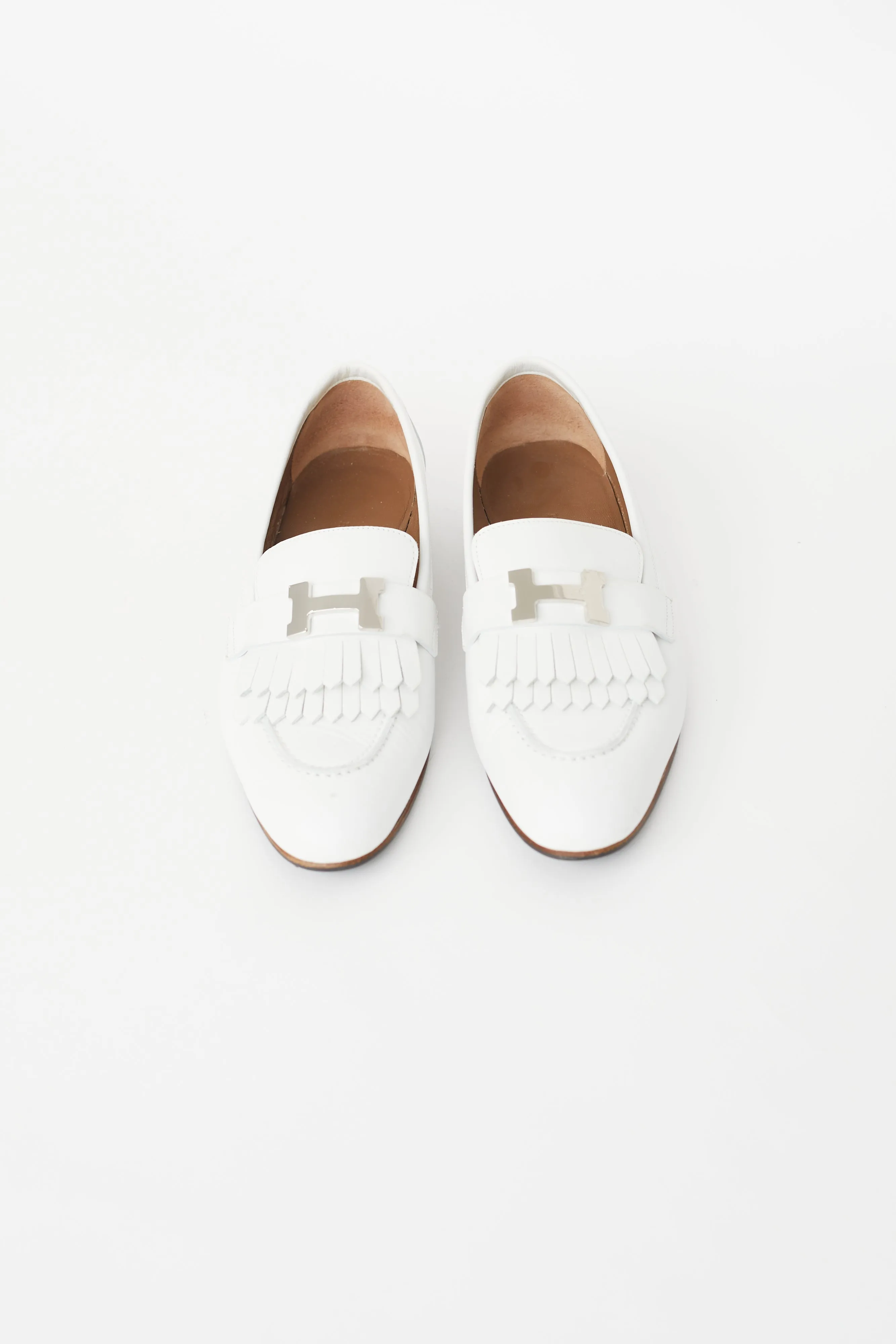 White & Silver Royal Leather Loafer