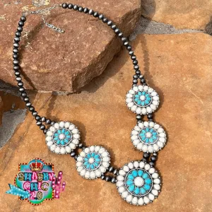 White/Turquoise Round Squash Necklace