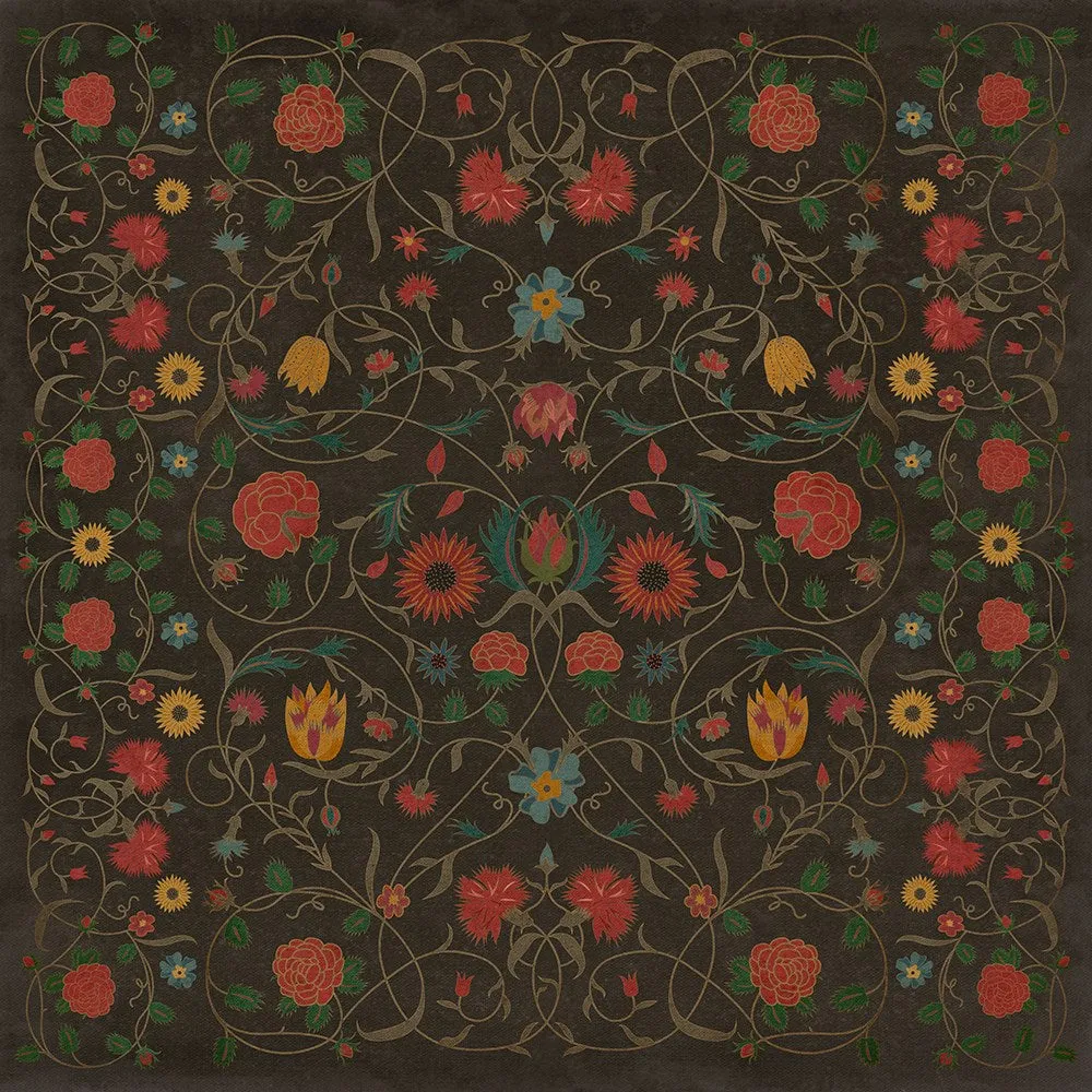 Williamsburg Floral "Susannah" Vinyl Floorcloth - Spicher & Co.