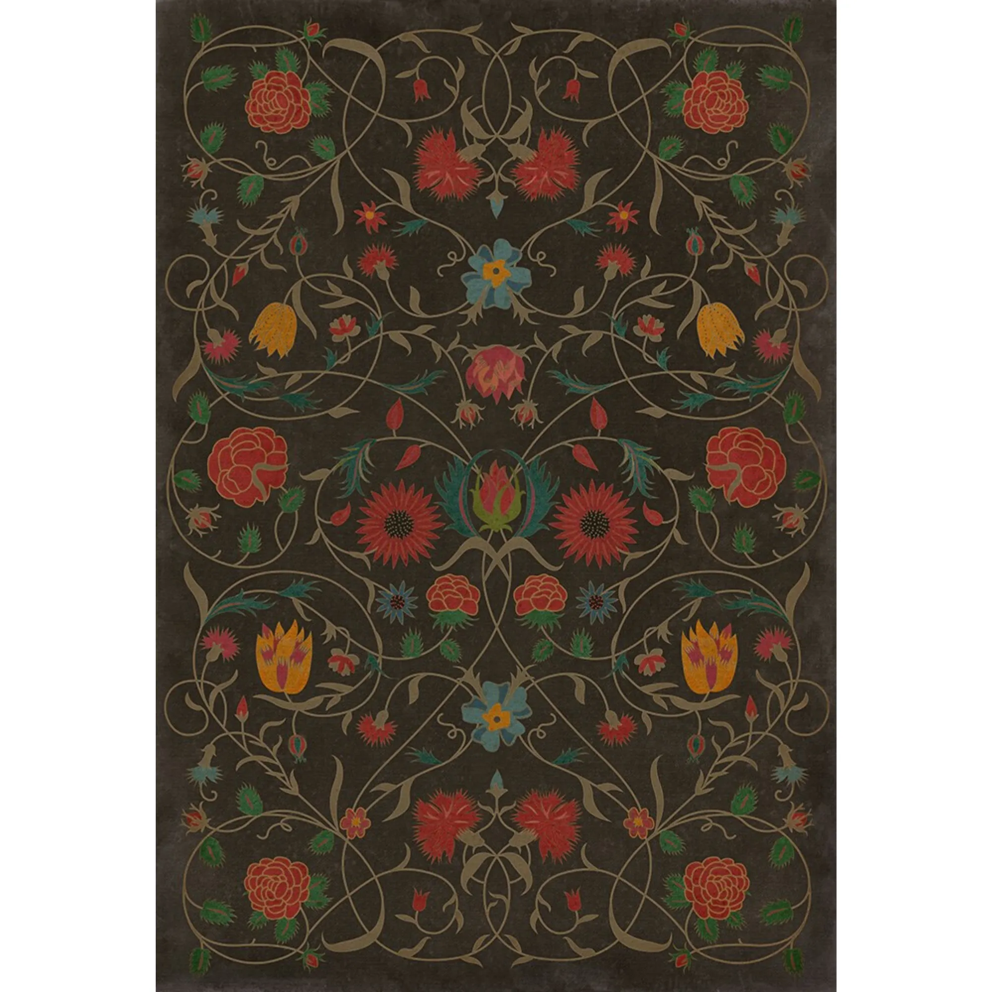 Williamsburg Floral "Susannah" Vinyl Floorcloth - Spicher & Co.