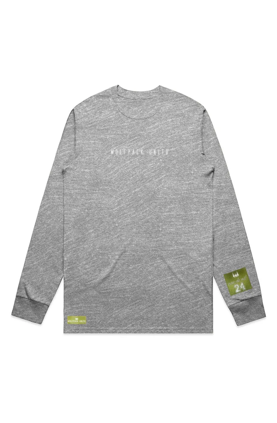 WOLFPACK UNLTD "STATEMENT" LIGHTWEIGHT TEE L/S TEXT LOGO | ATHLETIC GRAY