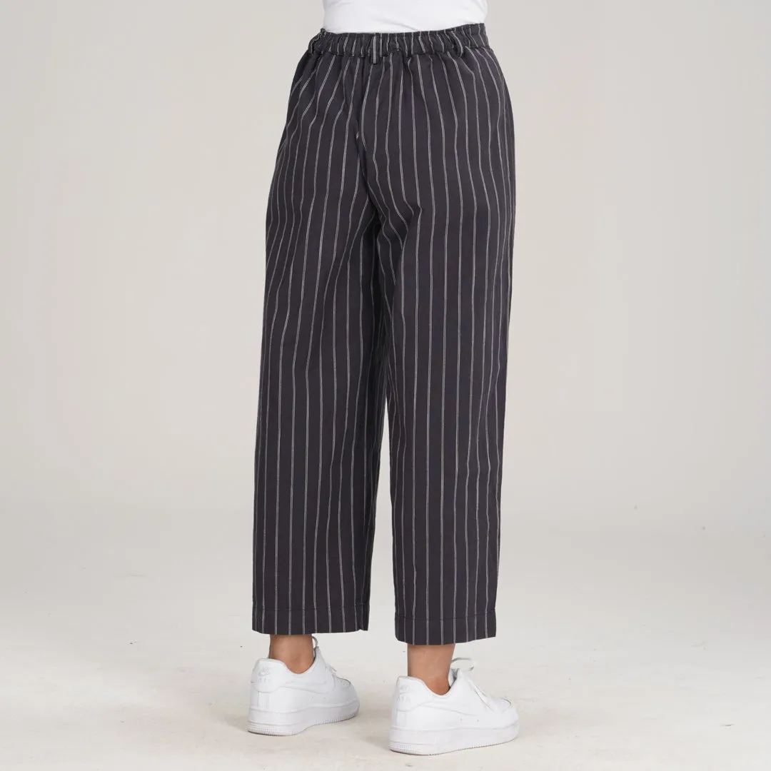 Women Black Stripe Pant