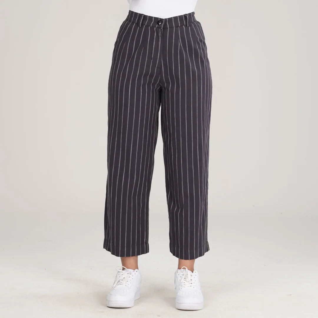 Women Black Stripe Pant