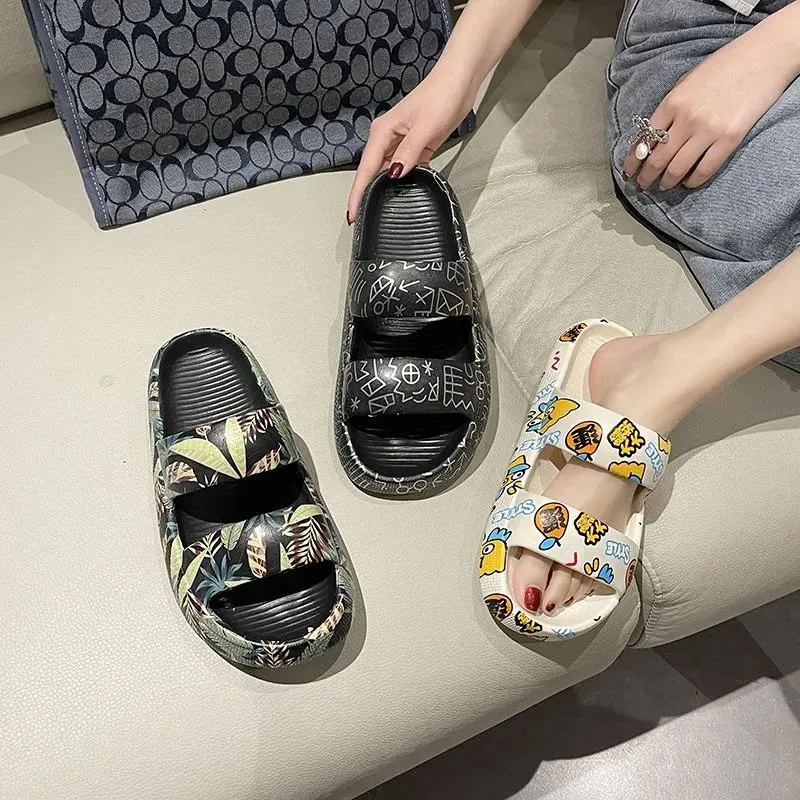 Women's Summer Thick-soled Slippers Cute Wear Out Non-slip Couples Beach Sandals and Slippers for Men's Flip-flops