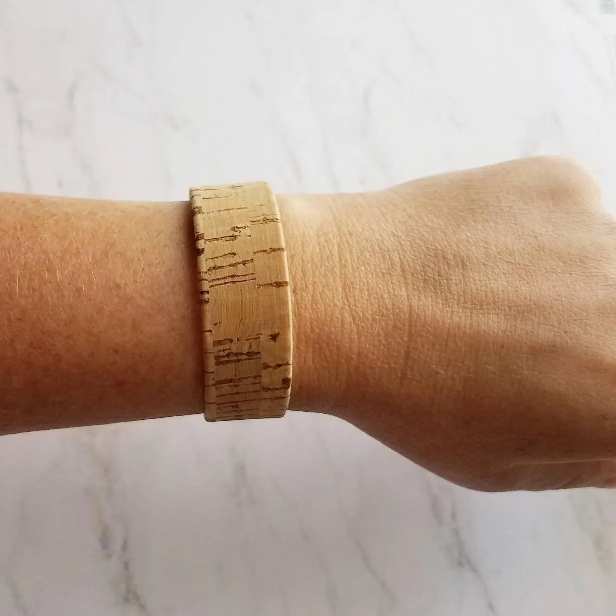 Wood Bracelet, wide cork cuff bracelet, gold adjustable chain, wood bangle, cork bangle, cork bracelet, cork wrap, woof cuff, unisex