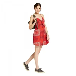 Xhilaration Women's Bandana Print Tie Front Shift Sundress Sun Dress