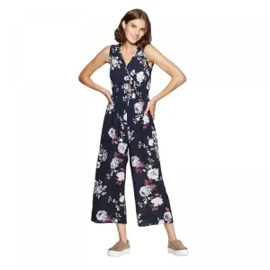 Xhilaration Women's Floral Print Sleeveless V-Neck Smocked Waist Jumpsuit